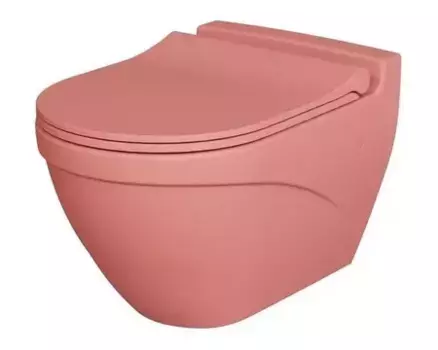 Подвесной унитаз безободковый «Ambassador» Nord 133T20901-132T20901S розовый матовый с сиденьем дюропласт с микролифтом розовое