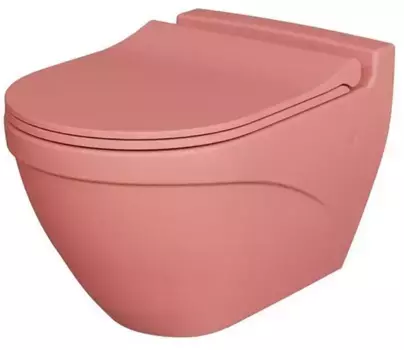Подвесной унитаз безободковый «Ambassador» Nord 133T20901/132T20901S розовый матовый с сиденьем дюропласт с микролифтом розовое