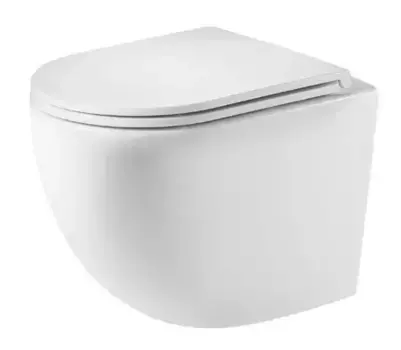 Подвесной унитаз безободковый «AQUAme» Rimless AQM2002MW белый матовый с сиденьем ультратонкое дюропласт с микролифтом белое