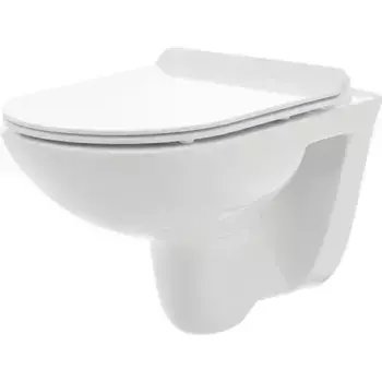 Подвесной унитаз безободковый «AQUAme» Rimless AQM2008 белый с сиденьем ультратонкое дюропласт с микролифтом белое