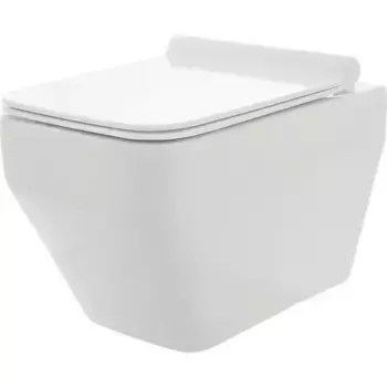 Подвесной унитаз безободковый «AQUAme» Rimless AQM2009 белый с сиденьем ультратонкое дюропласт с микролифтом белое