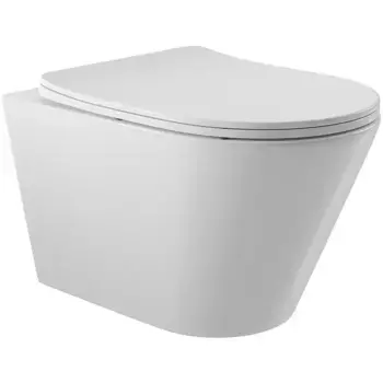 Подвесной унитаз безободковый «Aqueduto» Cone CON0110 белый глянец с сиденьем дюропласт с микролифтом белое