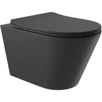 Подвесной унитаз безободковый «Aqueduto» Cone CON0140 черный матовый с сиденьем дюропласт с микролифтом белое