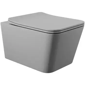 Подвесной унитаз безободковый «Aqueduto» Macio MAC0130 серый матовый с сиденьем дюропласт с микролифтом серое