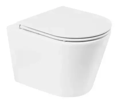 Подвесной унитаз безободковый «Belbagno» Flay-R BB053CHR белый (BB870SC) с сиденьем дюропласт с микролифтом