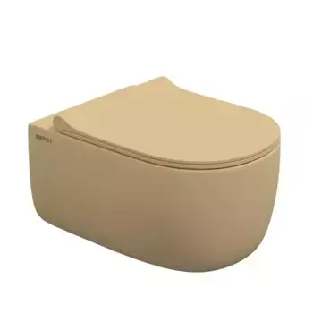 Подвесной унитаз безободковый «Berges Wasserhaus» Ego XL 083211 матовый кашемир с сиденьем дюропласт с микролифтом бежевое