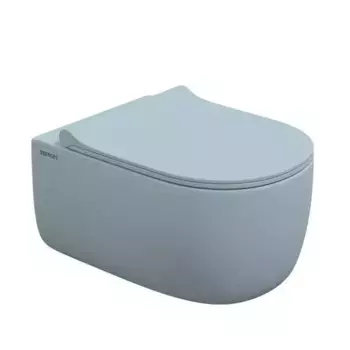 Подвесной унитаз безободковый «Berges Wasserhaus» Ego XL 083229 матовый голубой с сиденьем дюропласт с микролифтом голубое