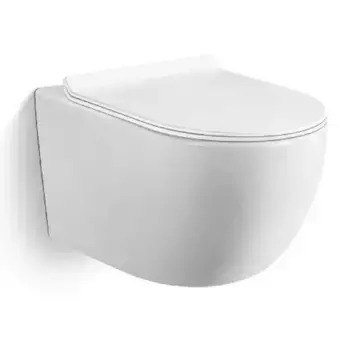 Подвесной унитаз безободковый «Black & White» W-701 Rimless белый с сиденьем дюропласт с микролифтом белое