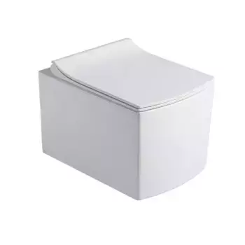 Подвесной унитаз безободковый «Black & White» W-719 Rimless белый с сиденьем дюропласт с микролифтом белое