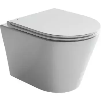 Подвесной унитаз безободковый «Ceramica Nova» белый с сиденьем дюропласт с микролифтом белое
