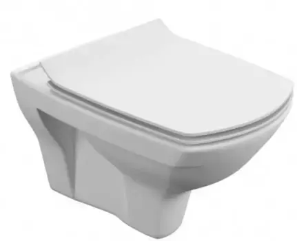 Подвесной унитаз безободковый «Cersanit» CARINA XL CLEAN ON DPL EO SLIM белый с сиденьем дюропласт с микролифтом белое