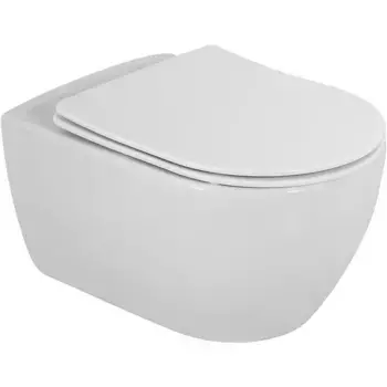 Подвесной унитаз безободковый «Cezares» Comfort CZR-191-TH/BS/CZR-2316-SC белый с сиденьем дюропласт с микролифтом белое