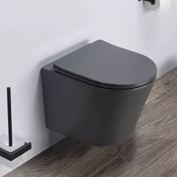 Подвесной унитаз безободковый «Comforty» 105MDH 00-00007648 графит с сиденьем дюропласт с микролифтом серое