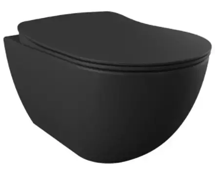 Подвесной унитаз безободковый «Creavit» Free FE320-11SM00E-0000/KC0903.01.1400E чёрный матовый с сиденьем дюропласт с микролифтом чёрное