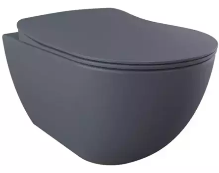 Подвесной унитаз безободковый «Creavit» Free FE322-11AM00E-0000/KC0903.01.0400E антрацит матовый с сиденьем дюропласт с микролифтом серое