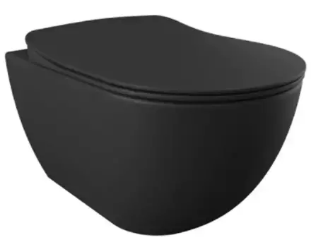 Подвесной унитаз безободковый «Creavit» Free FE322-11SM00E-0000/KC0903.01.1400E чёрный матовый с сиденьем дюропласт с микролифтом чёрное