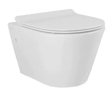 Подвесной унитаз безободковый «Creo Ceramique» Greo белый с сиденьем дюропласт с микролифтом белое