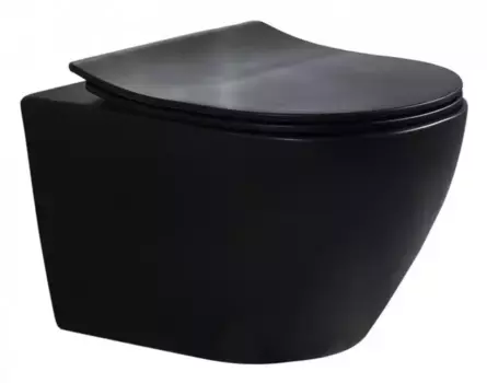 Подвесной унитаз безободковый «Esbano» Amapola-N ESUPAMAPNBM черный матовый с сиденьем дюропласт с микролифтом чёрное