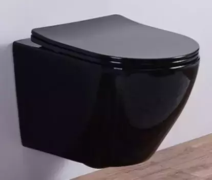 Подвесной унитаз безободковый «Esbano» Azalea чёрный с сиденьем с микролифтом чёрное