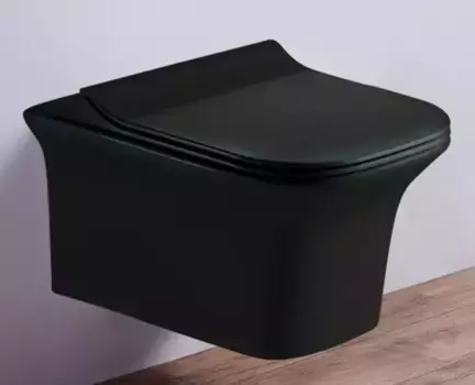 Подвесной унитаз безободковый «Esbano» Azul чёрный матовый с сиденьем дюропласт с микролифтом чёрное