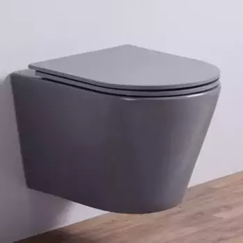 Подвесной унитаз безободковый «Esbano» Clavel серый матовый с сиденьем дюропласт с микролифтом серое