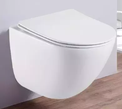 Подвесной унитаз безободковый «Esbano» Lotus белый с сиденьем дюропласт с микролифтом белое