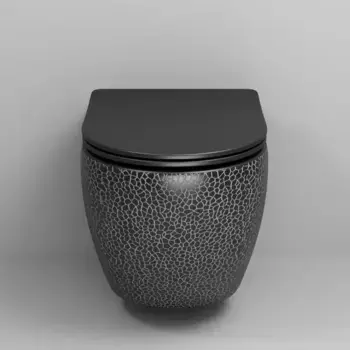 Подвесной унитаз безободковый «Grossman» GR-4411BBLS черный крокодил с сиденьем ультратонкое дюропласт с микролифтом чёрное