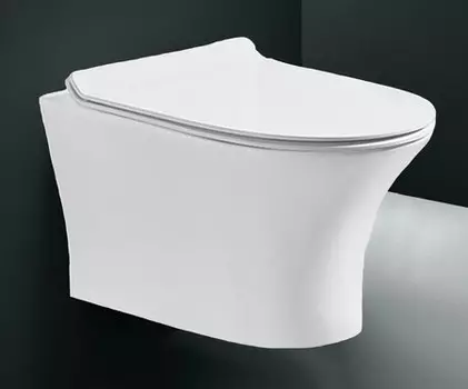 Подвесной унитаз безободковый «Grossman» GR-4444S белый с сиденьем ультратонкое дюропласт с микролифтом белое