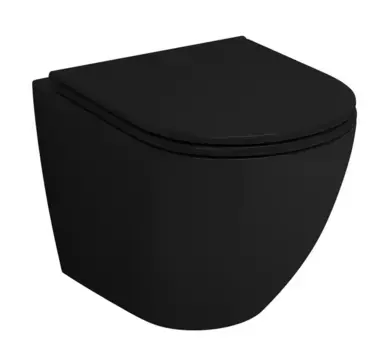 Подвесной унитаз безободковый «Grossman» GR-4455BMS чёрный с сиденьем ультратонкое дюропласт с микролифтом чёрное