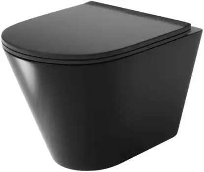 Подвесной унитаз безободковый «Grossman» GR-4477BMS черный матовый с сиденьем ультратонкое дюропласт с микролифтом чёрное