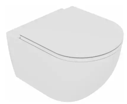 Подвесной унитаз безободковый «GSG» Like LKWCSOXXS000 (укороченный) белый глянцевый с сиденьем дюропласт с микролифтом