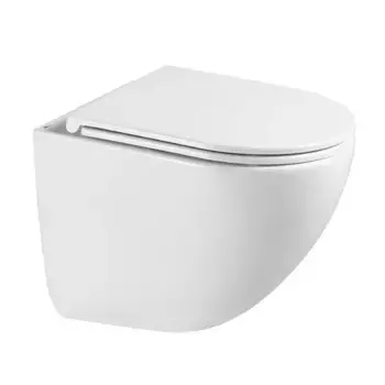 Подвесной унитаз безободковый «Lemark» Glazer 9614003 белый глянцевый с сиденьем дюропласт с микролифтом белое