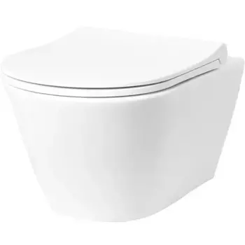 Подвесной унитаз безободковый «Logan» L3W AVVA 00288924/00288928 белый с сиденьем дюропласт с микролифтом белое