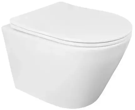 Подвесной унитаз безободковый «Loranto» Krosa 87266 белый с сиденьем дюропласт с микролифтом белое