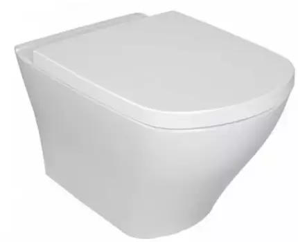 Подвесной унитаз безободковый «Ravak» Classic X01671/X01672 RimOff белый с сиденьем термопласт с микролифтом белое