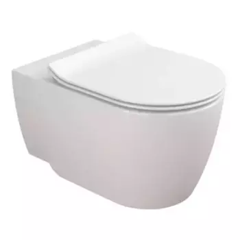 Подвесной унитаз безободковый «Sanitana» Coral S10202481700000/S80006562600000 белый с сиденьем дюропласт с микролифтом белое