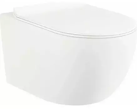 Подвесной унитаз безободковый «Selena» Esfera E001WG белый с сиденьем дюропласт с микролифтом белое