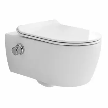 Подвесной унитаз безободковый «SSWW» CT2039V-B с биде белый с сиденьем дюропласт с микролифтом белое