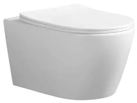 Подвесной унитаз безободковый «Urbatec» Nove Tornado URB092280WH белый глянец с сиденьем дюропласт с микролифтом белое