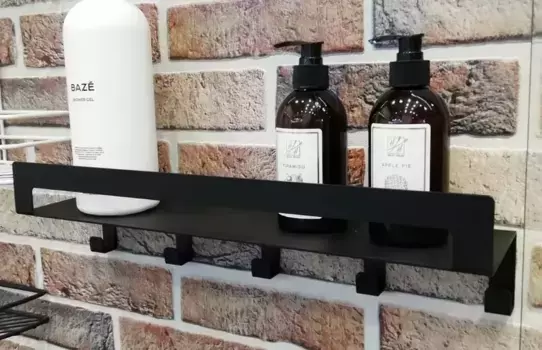 Полка «Sanflor» 45/12 с крючками чёрный муар