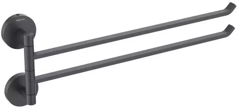 Полотенцедержатель двойной поворотный «Акватек» Бетта AQ4613MB на стену чёрный матовый