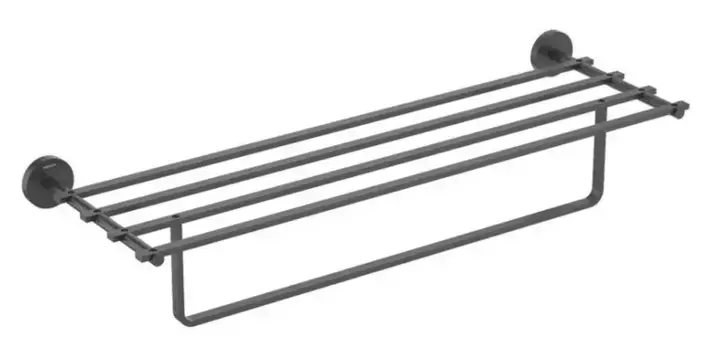 Полотенцедержатель с полкой «Акватек» Бетта AQ4615MB на стену чёрный матовый