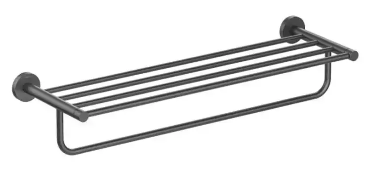 Полотенцедержатель с полкой «Акватек» Европа AQ4115MB на стену чёрный матовый