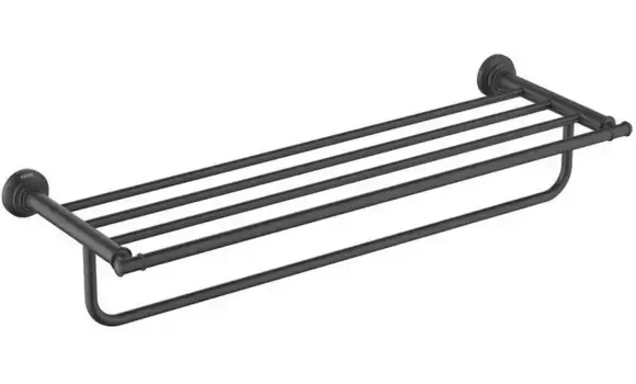 Полотенцедержатель с полкой «Акватек» Классик AQ4515MB на стену чёрный матовый