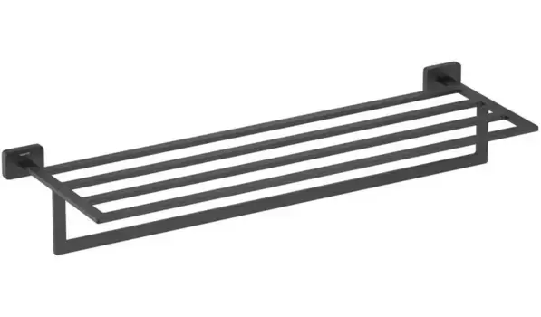 Полотенцедержатель с полкой «Акватек» Либра AQ4315MB на стену чёрный матовый