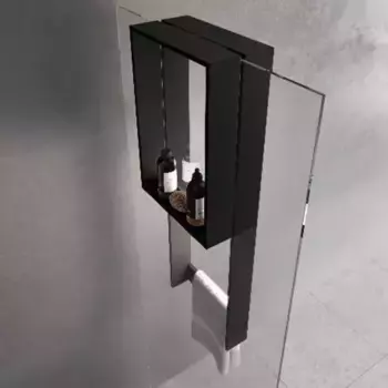 Полотенцедержатель с полкой «Novellini» R90AKFPSPO3590-H на стену чёрный матовый