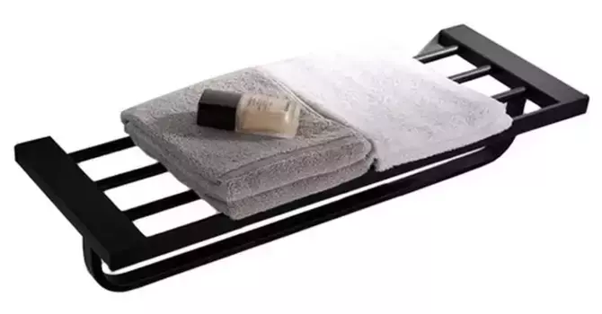 Полотенцедержатель с полкой «Orans» OLS-P7201 на стену чёрный матовый