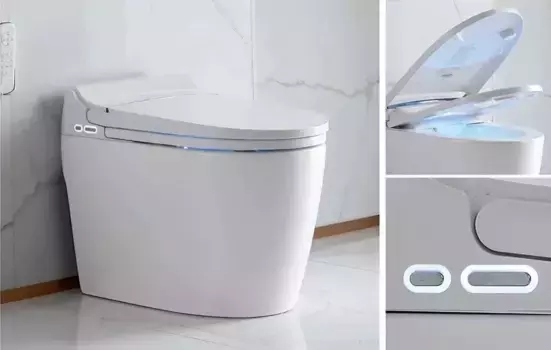 Приставной унитаз безободковый «Azario» HP2209C белый с сиденьем дюропласт с микролифтом белое