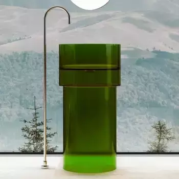 Раковина «Abber» Kristall 45/45 AT2701Emerald-H полиэфирная смола зеленая с донным клапаном