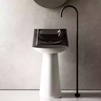Раковина «Abber» Kristall 50/50 AT2706White-Onyx белый/черный с донным клапаном